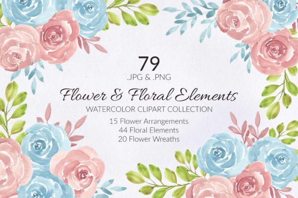 79 Flower and Floral Watercolor Clipart and Illustrations