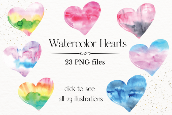 Atercolor Hearts Clip Watercolor Texture