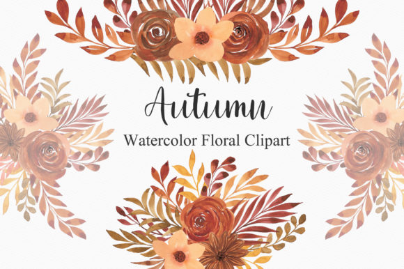 Autumn Watercolor Floral Clipart PNG