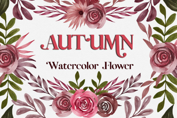 Autumn Watercolor Flower Clipart and Illustrations