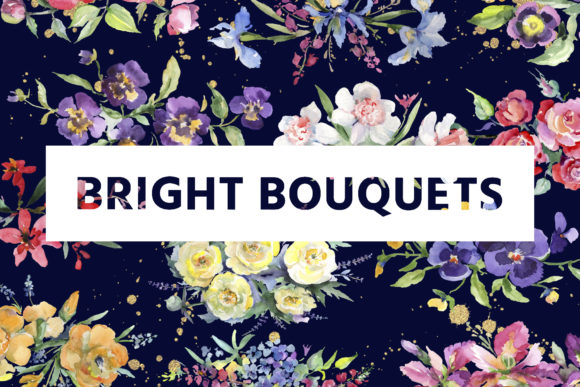 Bright Bouquet of Watercolor Flowers