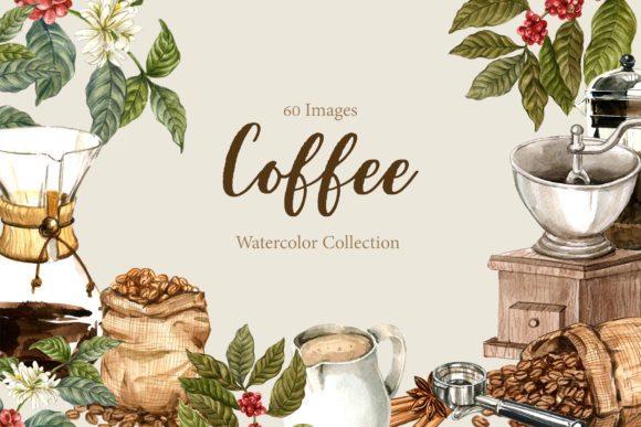 Drip Coffee Watercolor Set & Illustrations