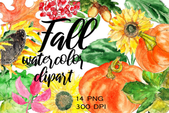 Fall Watercolor Cliparts Collection and Illustrations
