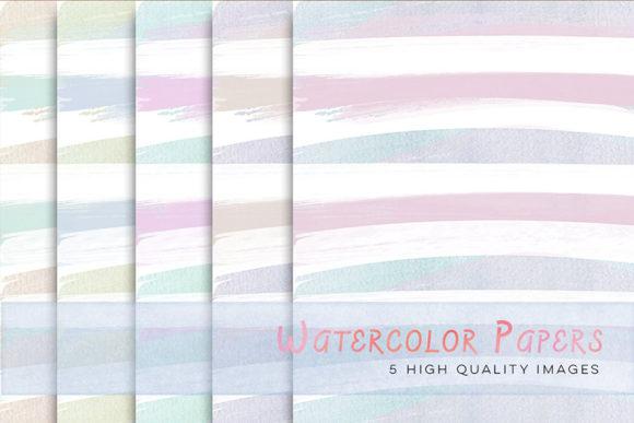 Pastel Watercolour Stripes Clip Art and Illustrations