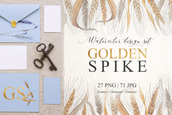 Spike Watercolor Design Set for Illustrations