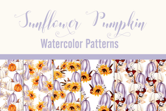 Sunflower Pumpkin - Watercolor Patterns Illustrations