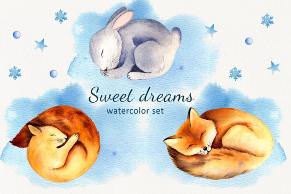 Sweet Dreams Watercolor Set & Illustrations