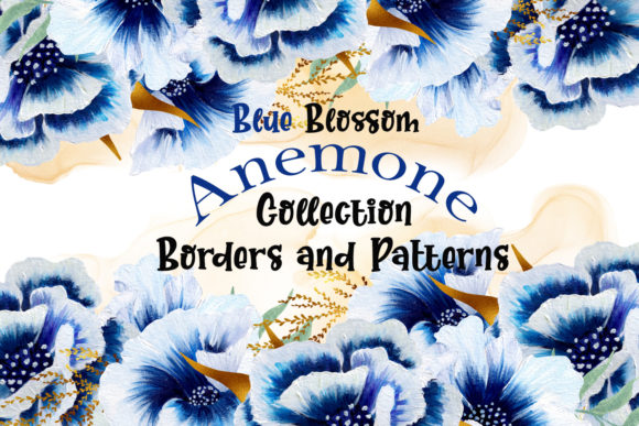 Watercolor Anemone Patterns and Borders