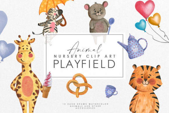 Watercolor Animal Nursery Clipart and Illustrations