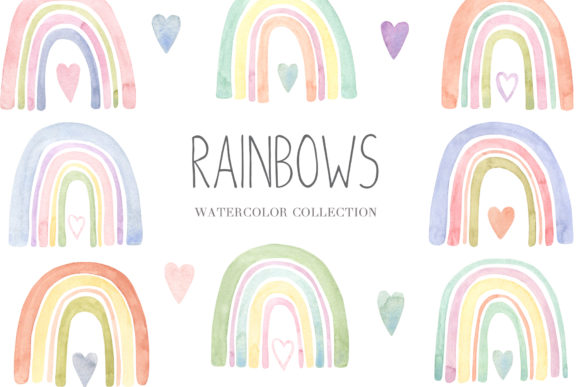 Watercolor Boho Rainbow Collection Illustrations