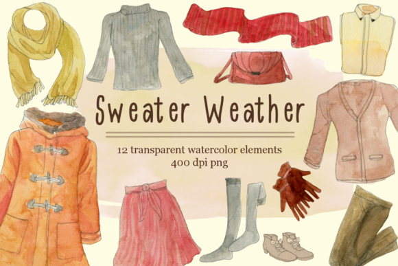 Watercolor Fall Fashion Clipart Set and Illustrations