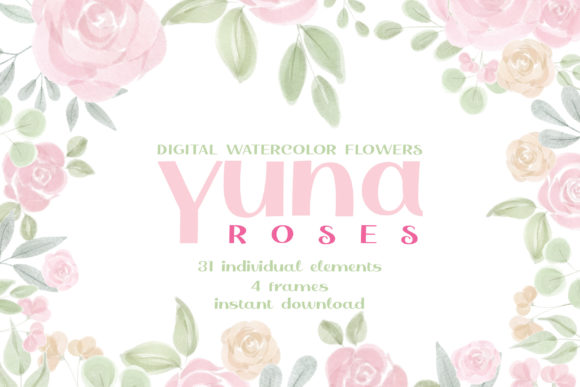Watercolor Flowers Roses and Bouquets Illustrations