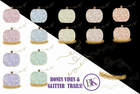 Watercolor Glitter Pumpkins Clipart and Freebies