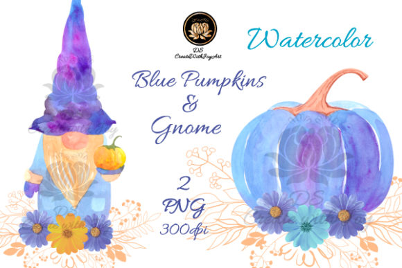Watercolor Pumpkins Gnome Illustrations