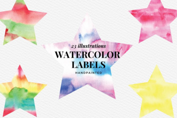 Watercolor Stars Clip Watercolor Texture