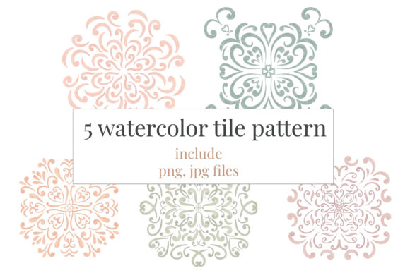 Watercolor Tiles Pattern and Illustrations
