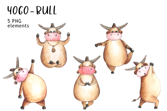 Watercolor Yogo Bull Clipart Symbol 2021 Illustrations